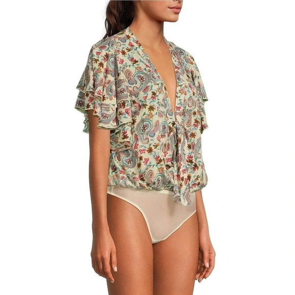 Free People Women's Call Me Later Bodysuit Floral in White Size Small - Picture 4 of 16